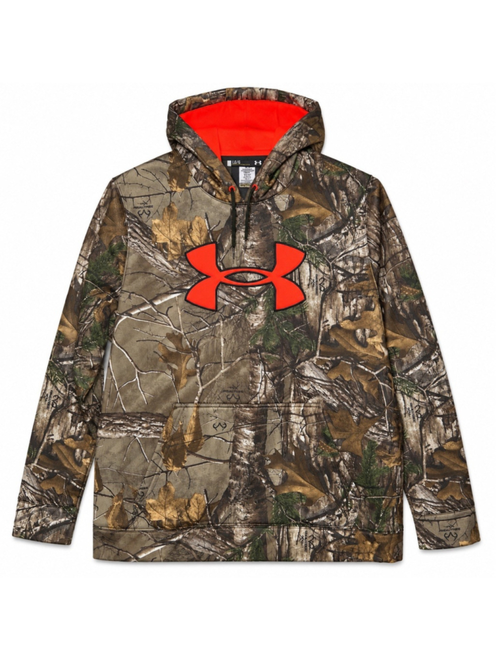 Under Armour Mens L Realtree Camo ColdGear Hoodie Loose Hunting Blaze Orange